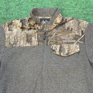 Realtree Sweatshirt 1/4 Zip Timber Camo Men Small Gray Fleece Hunting‎ Pullover